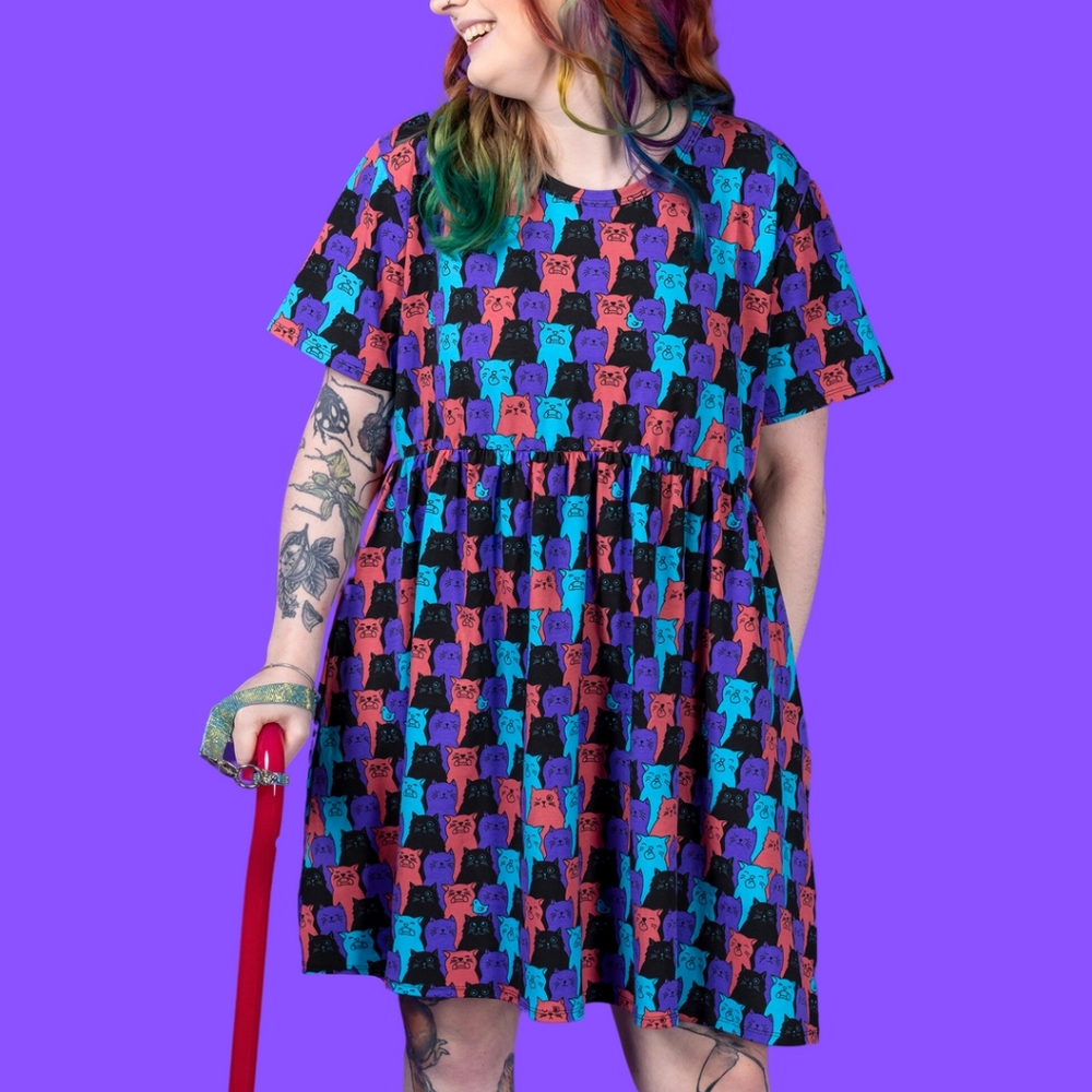 Run and Fly Cat Corus Oversized Smock Dress